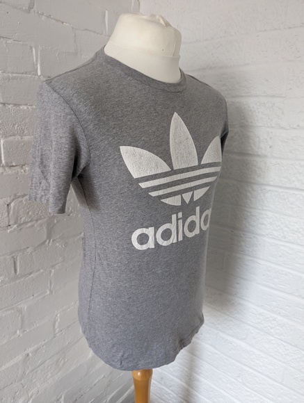 Adidas Originals Crew Neck T Shirt - Size XS - Grey & White - Cotton - P2P 19" - Picture 3 of 7